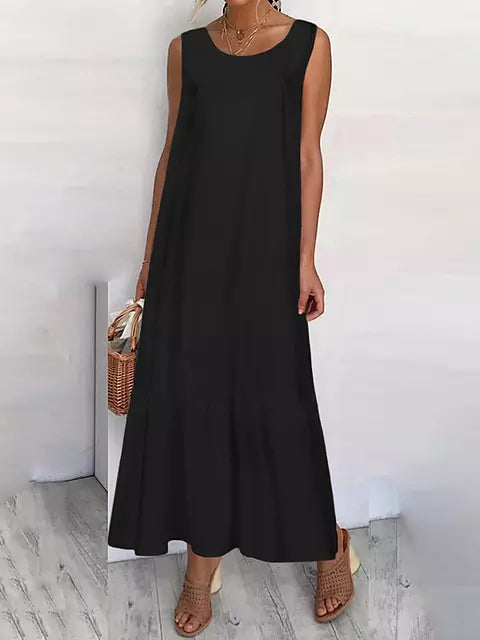 WW | Sommermode Sonnenkleid Einfarbig Elegant Festkleid Lässiges Maxikleid