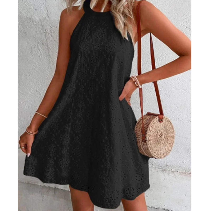 WW | Sommer Frauen O-Ausschnitt Sexy Schmal Weiß Mini Kleid
