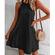 WW | Sommer Frauen O-Ausschnitt Sexy Schmal Weiß Mini Kleid