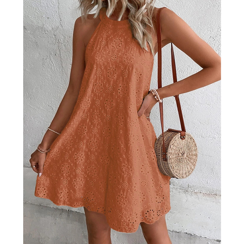 WW | Sommer Frauen O-Ausschnitt Sexy Schmal Weiß Mini Kleid
