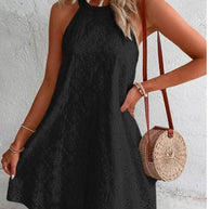 WW | Sommer Frauen O-Ausschnitt Sexy Schmal Weiß Mini Kleid