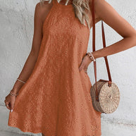 WW | Sommer Frauen O-Ausschnitt Sexy Schmal Weiß Mini Kleid
