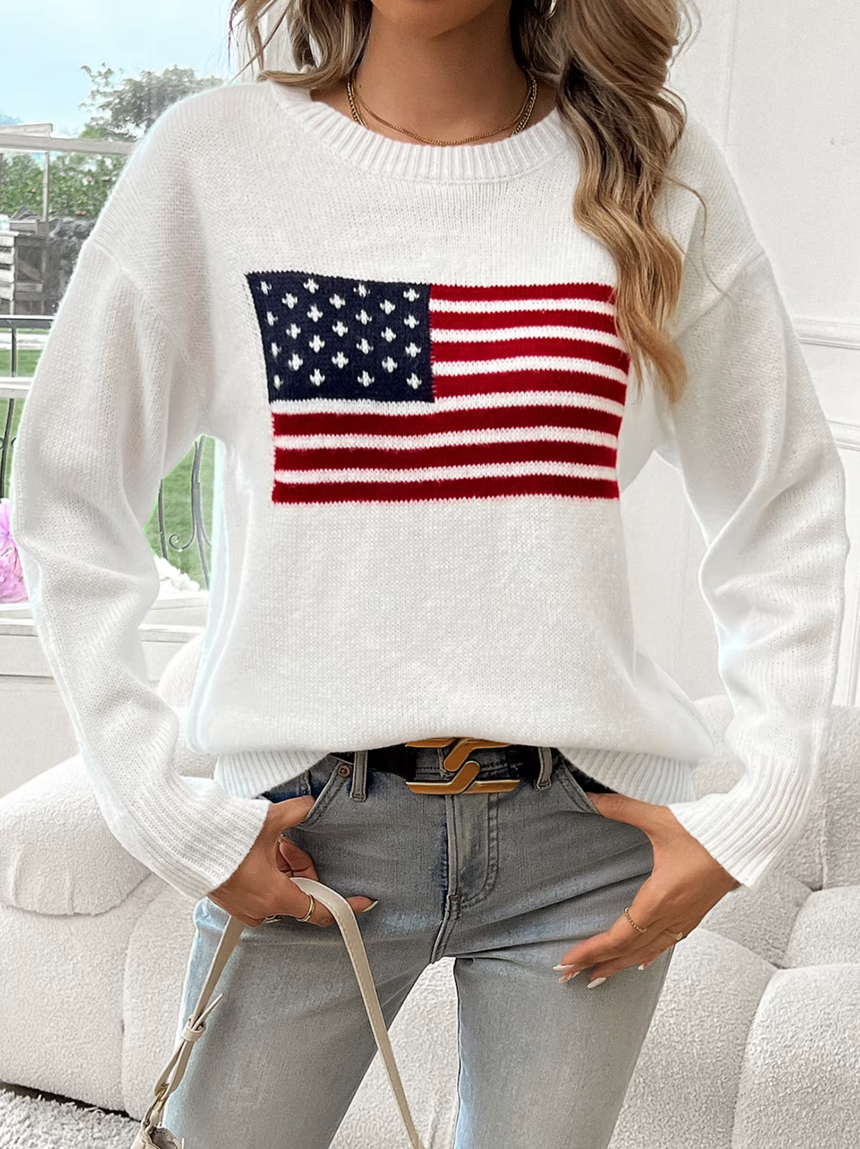 WW | Baumwollstrickpullover Mit Rundhalsausschnitt