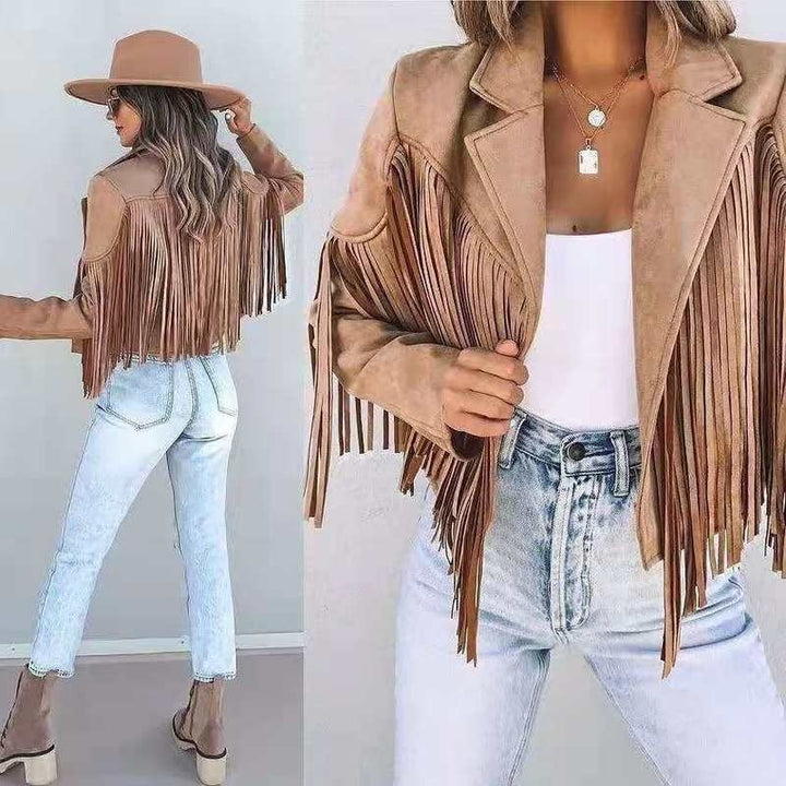 Wildlederjacke für Frauen mit Quastenbesatz