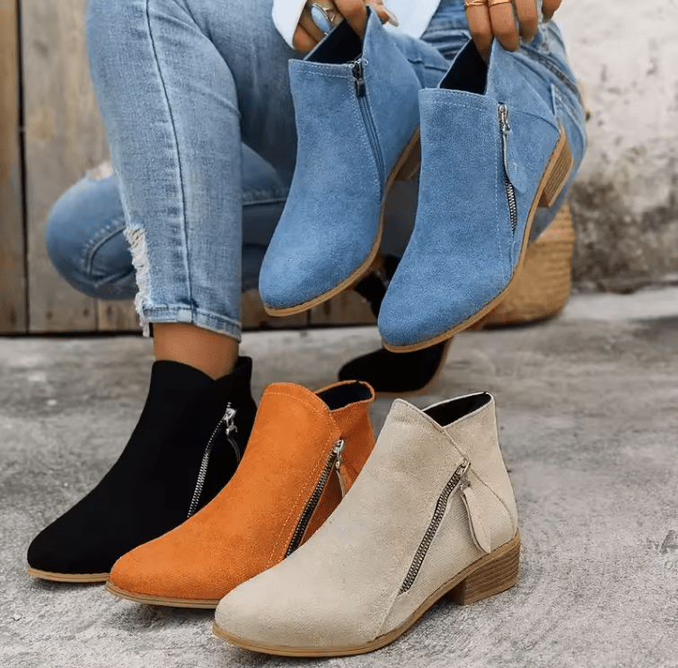 WW | Klassische Stiefeletten Mit Blockabsatz Stiefel Damenschuhe
