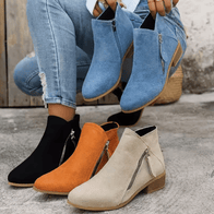 WW | Klassische Stiefeletten Mit Blockabsatz Stiefel Damenschuhe