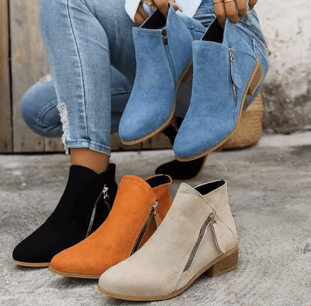 WW | Klassische Stiefeletten Mit Blockabsatz Stiefel Damenschuhe