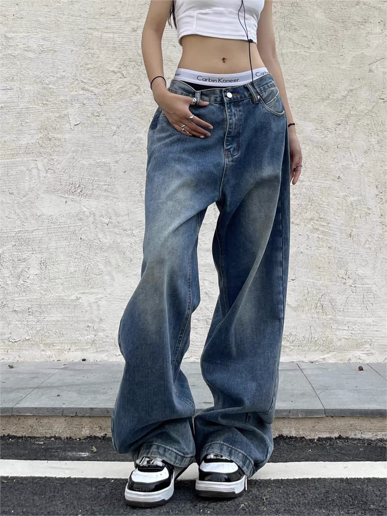 WW | Blaue Boyfriend Jeans Mit Wasch Effekt