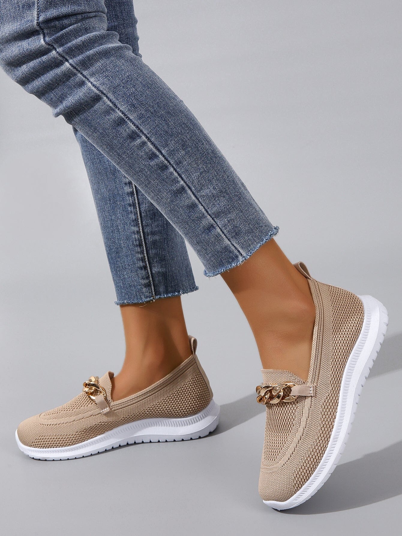 WW - lässige Slip-On Sneaker Damen | Sneaker aus atmungsaktivem, flexiblem Strickmaterial