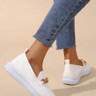 WW - Atmungsaktive Slip-On-Loafer aus Mesh für Damen mit Kettendekor | Leichte, lässige Slip-On-Loafer für Damen