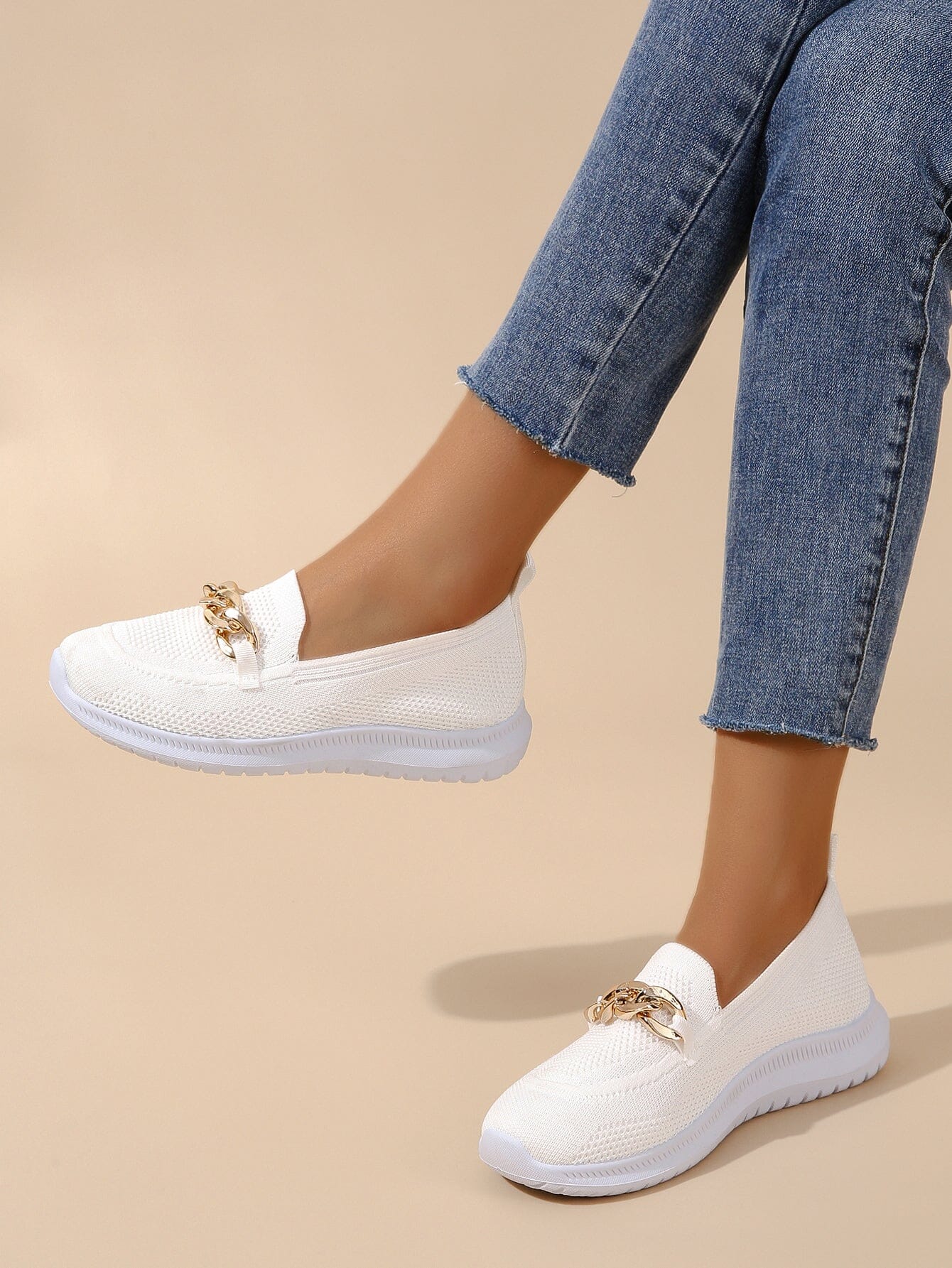 WW - lässige Slip-On Sneaker Damen | Sneaker aus atmungsaktivem, flexiblem Strickmaterial