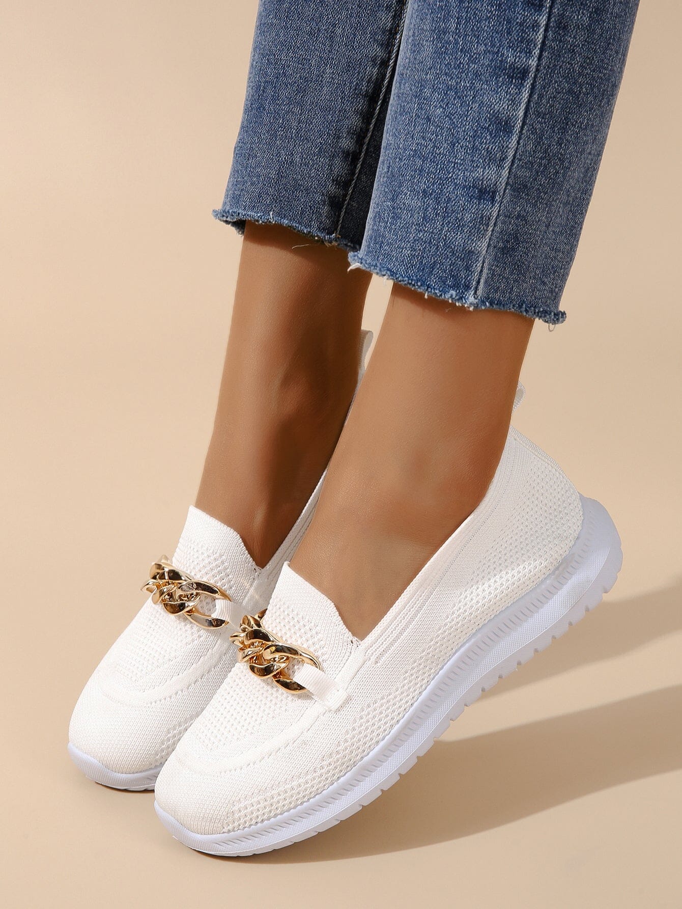 WW - lässige Slip-On Sneaker Damen | Sneaker aus atmungsaktivem, flexiblem Strickmaterial
