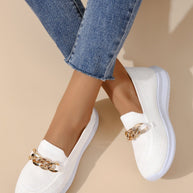 WW - Atmungsaktive Slip-On-Loafer aus Mesh für Damen mit Kettendekor | Leichte, lässige Slip-On-Loafer für Damen