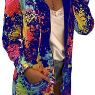 WW | Dünne Mehrfarbige Kapuzenjacke Mit Reißverschluss Und Taschen Langjacke