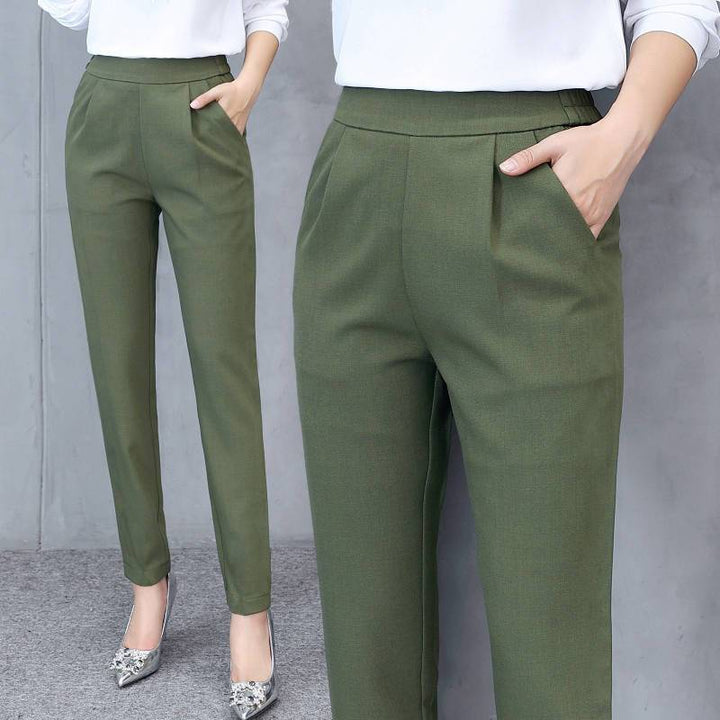 W&W Mode | Dünne Seidenhose in Knöchellänge Mit Hohem Taillenbund Und Flexibler Bleistiftform