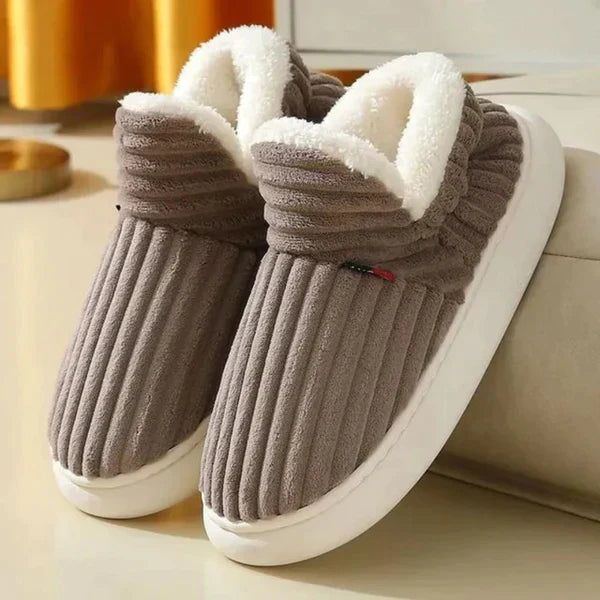 W&W Mode | Plüschschuhe Damen - weiche komfortable Hausschuhe für zu Hause
