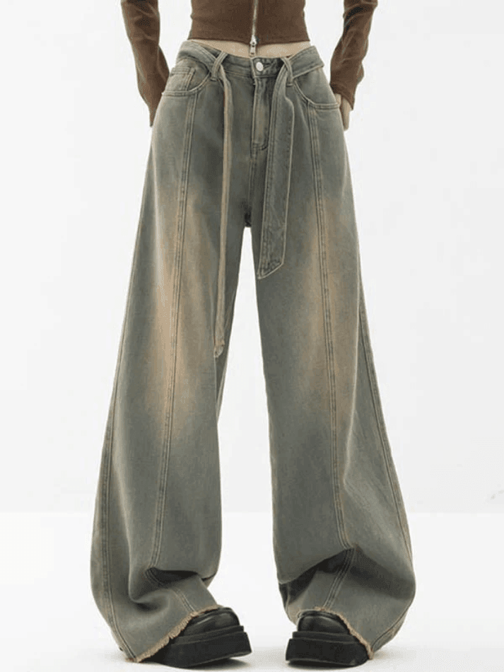 WW | Tie Strap Nahtdetail Boyfriend Jeans