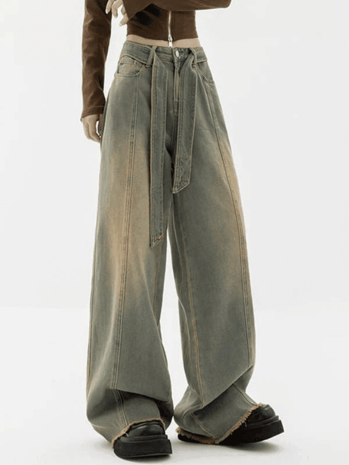 WW | Tie Strap Nahtdetail Boyfriend Jeans