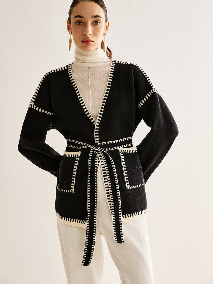 W&W Mode | Gebundene Strickjacke mit Gürtel für Frauen