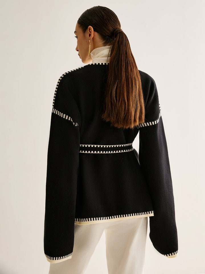 W&W Mode | Gebundene Strickjacke mit Gürtel für Frauen