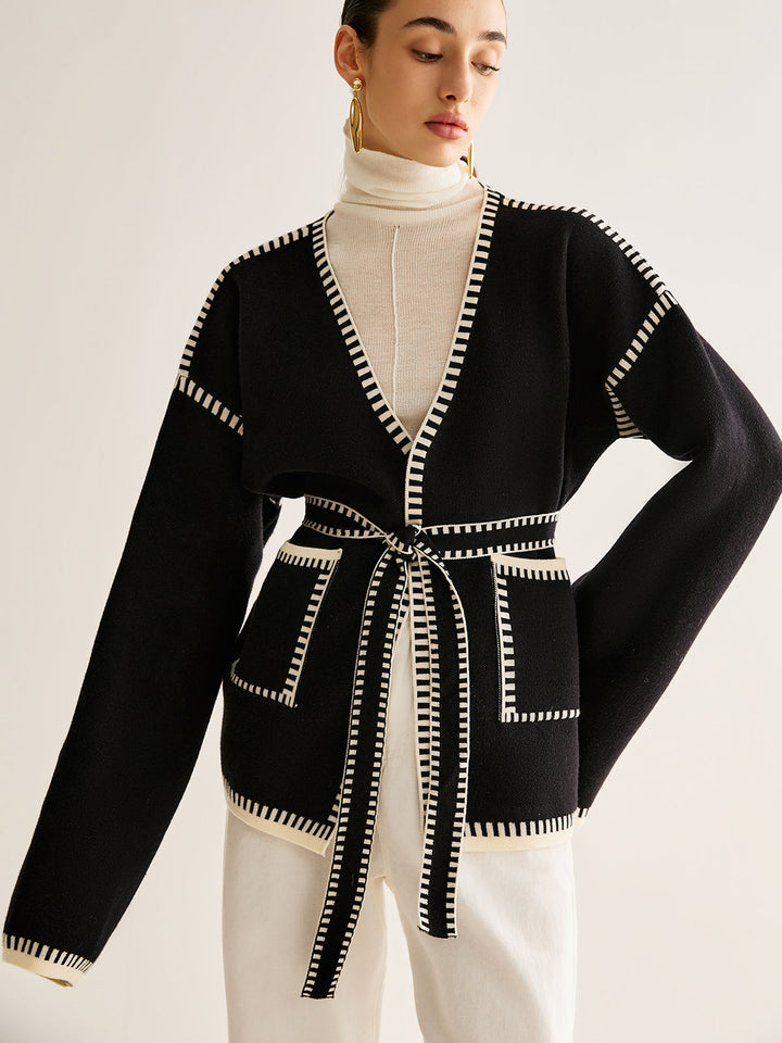 W&W Mode | Gebundene Strickjacke mit Gürtel für Frauen