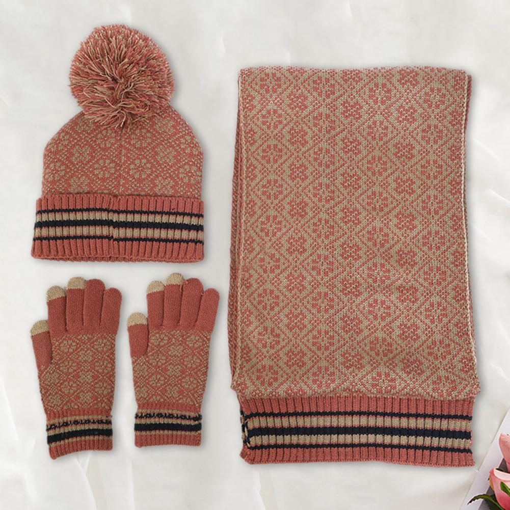 WW | Lässiges Herbst Winter 4-teiliges Warmes Strickset für Frauen