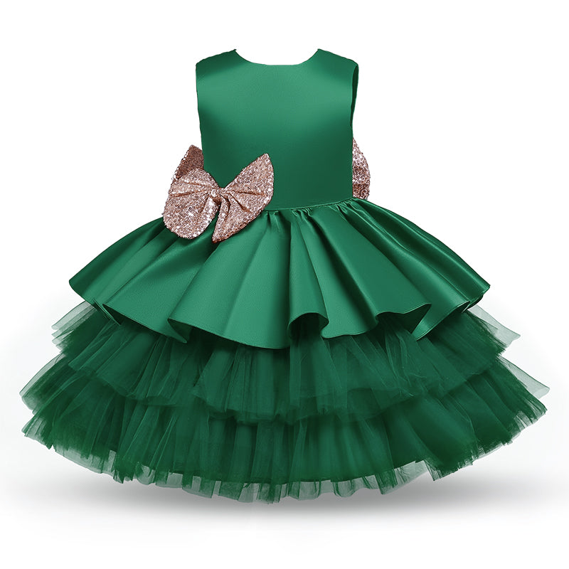 WW | Mädchenkleid für Babys Große Schleife Taufkleid Festkleider