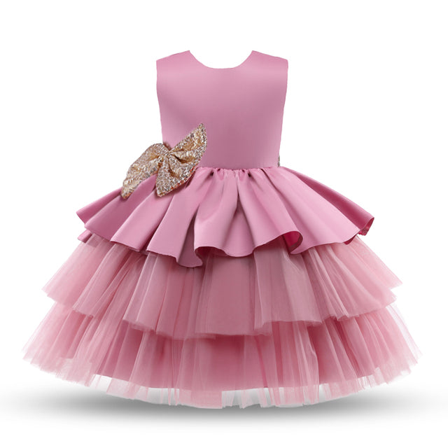 W&W Mode | Mädchenkleid für Babys Große Schleife Taufkleid Festkleider