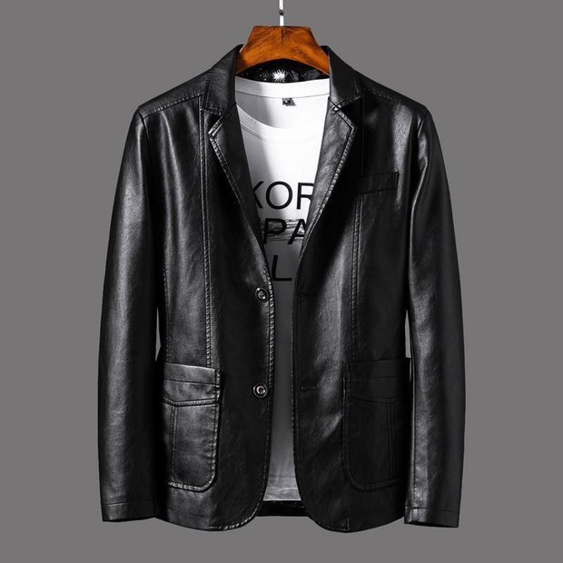 WW | Stilvolle Leder Herren Blazer Klassischer Schnitt