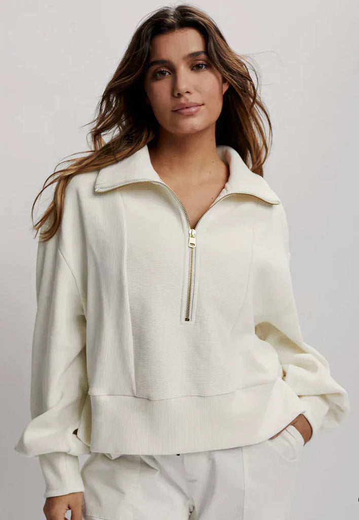 WW | Halb Reißverschluss Pullover Weiß