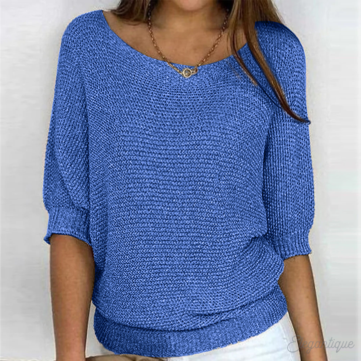 Damen-Langarmpullover mit Rundhalsausschnitt und luftiger Strickoptik