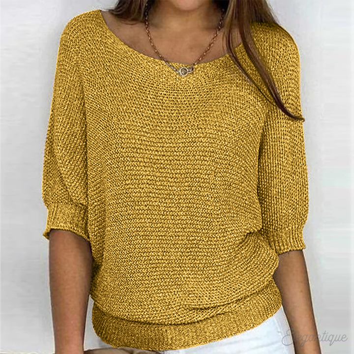 Damen-Langarmpullover mit Rundhalsausschnitt und luftiger Strickoptik