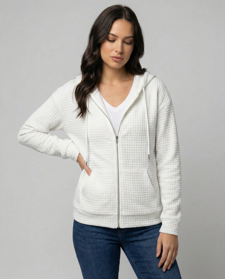 Damen Fleecejacke mit strukturiertem Waffelmuster W&W Mode