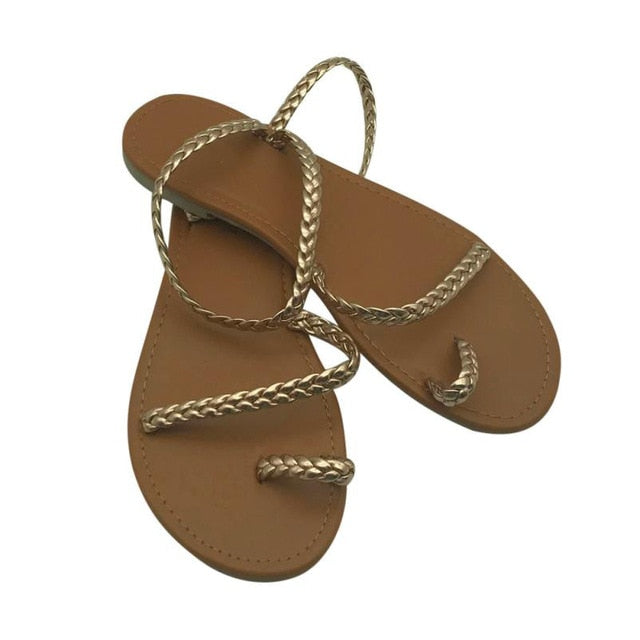WW | Rom geflochtene Riemen flache Sandale