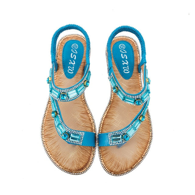 WW | Cross Border Strass T-Strap Flache Sandale