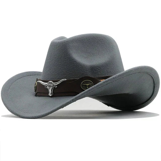 W&W Mode | Western-Stil Filzhut Mit Stier-Schnallenband