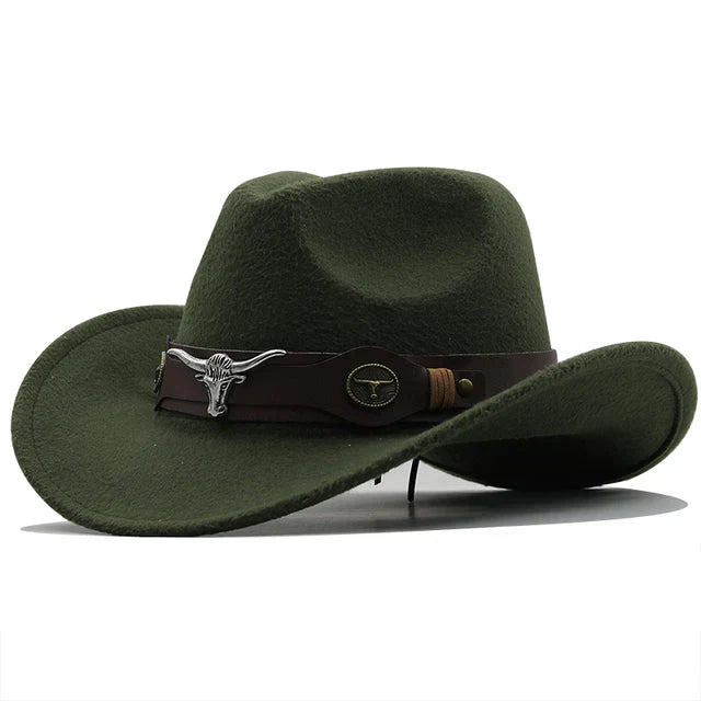 WW | Western-Stil Filzhut Mit Stier-Schnallenband