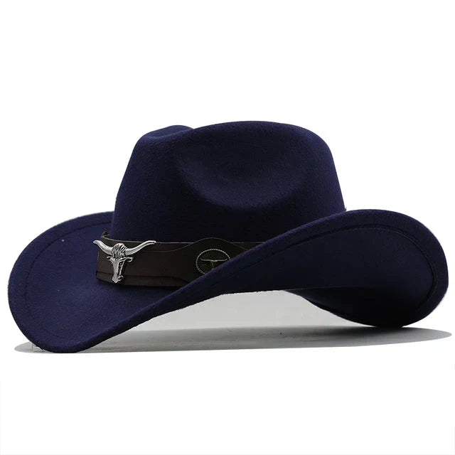 W&W Mode | Western-Stil Filzhut Mit Stier-Schnallenband