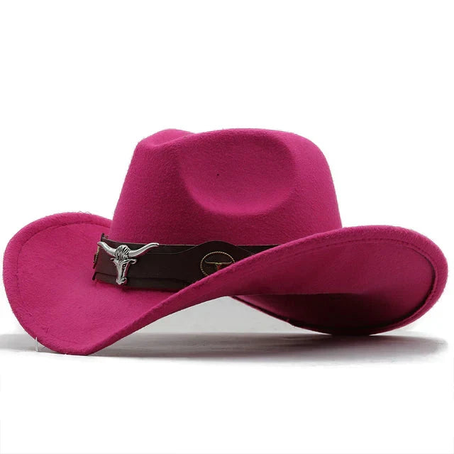 W&W Mode | Western-Stil Filzhut Mit Stier-Schnallenband
