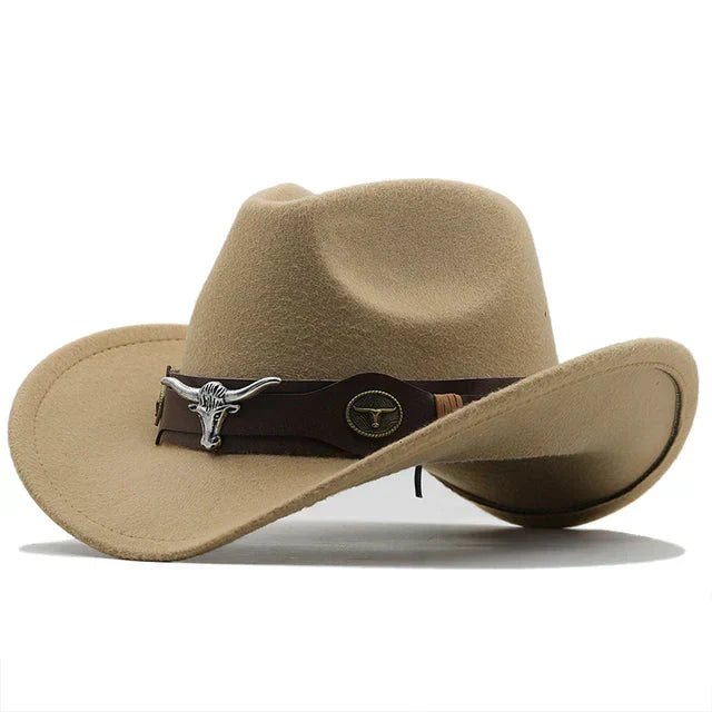 W&W Mode | Western-Stil Filzhut Mit Stier-Schnallenband