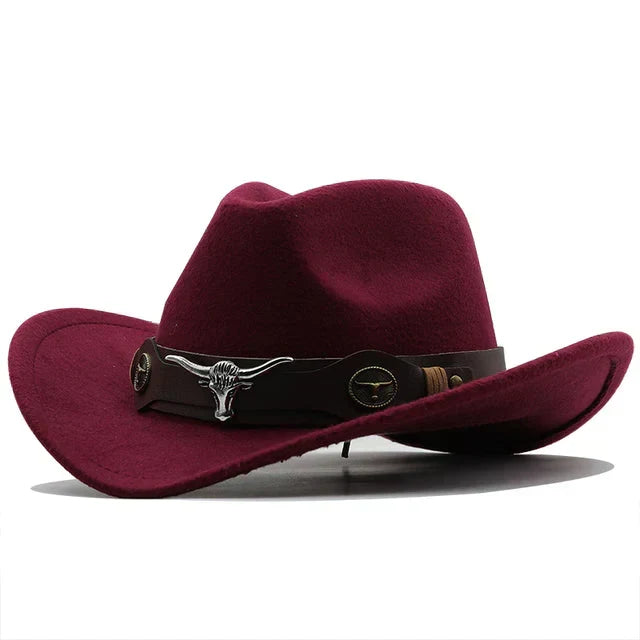 W&W Mode | Western-Stil Filzhut Mit Stier-Schnallenband