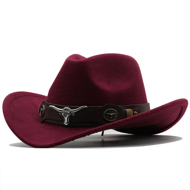 WW | Western-Stil Filzhut Mit Stier-Schnallenband
