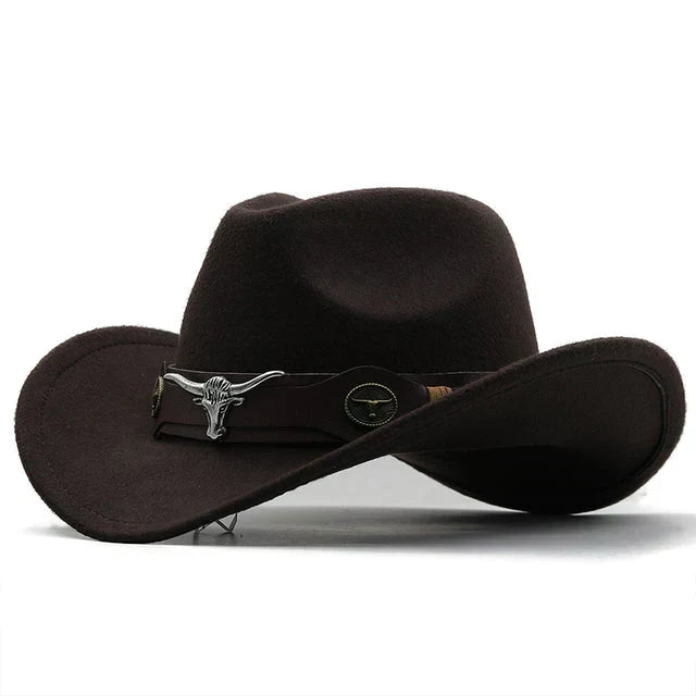 W&W Mode | Western-Stil Filzhut Mit Stier-Schnallenband
