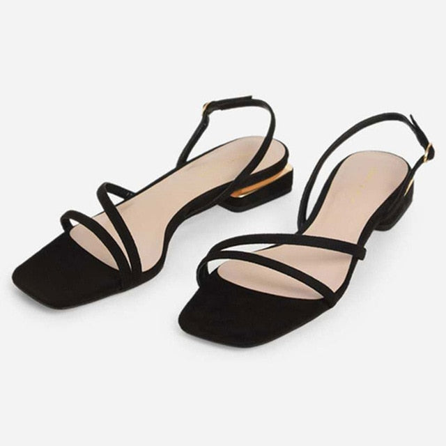 Damen Gladiator-Sandalen mit niedrigem Blockabsatz