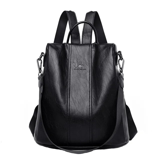 W&W Mode – Damen-Lederrucksack mit dickem und strapazierfähigem PU-Leder, weichen Tragegurten, mehreren Reißverschlussfächern