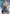 WW blauer, schmaler, leichter Patchwork-Tankini