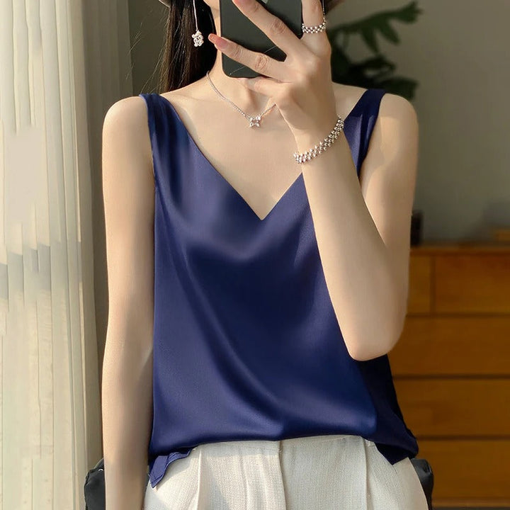 W&W Mode | Ärmelloses Top aus Satin-Seide