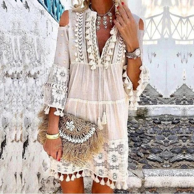 WW | Mini Kleid mit Boho Spitze
