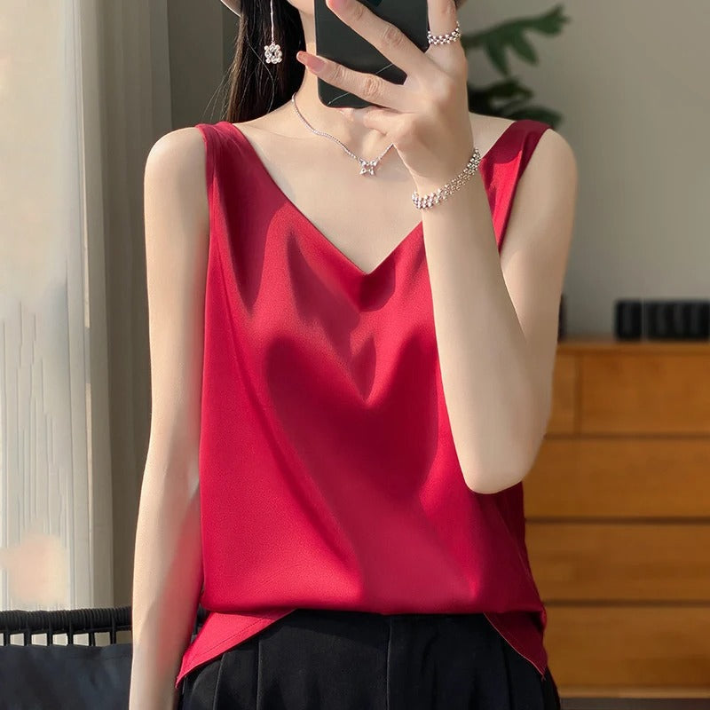W&W Mode | Ärmelloses Top aus Satin-Seide