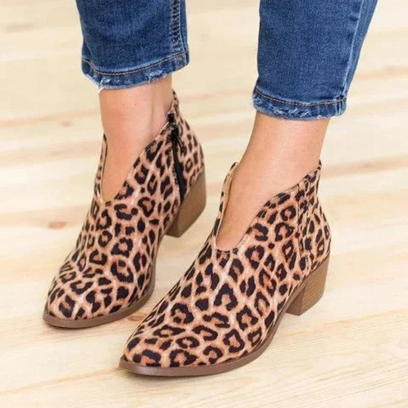 WW | Sexy, Robuste V-Ausschnitt Stiefel mit Reißverschluss für Frauen